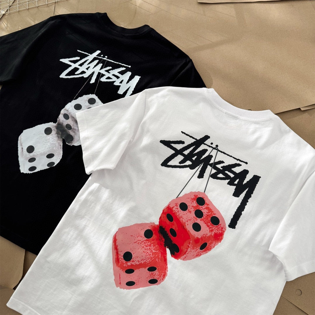 Oversized Stussy Fuzzy Dice Graphic T-Shirt