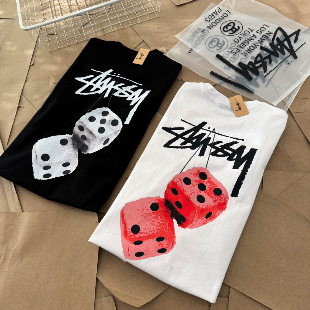 Oversized Stussy Fuzzy Dice Graphic T-Shirt