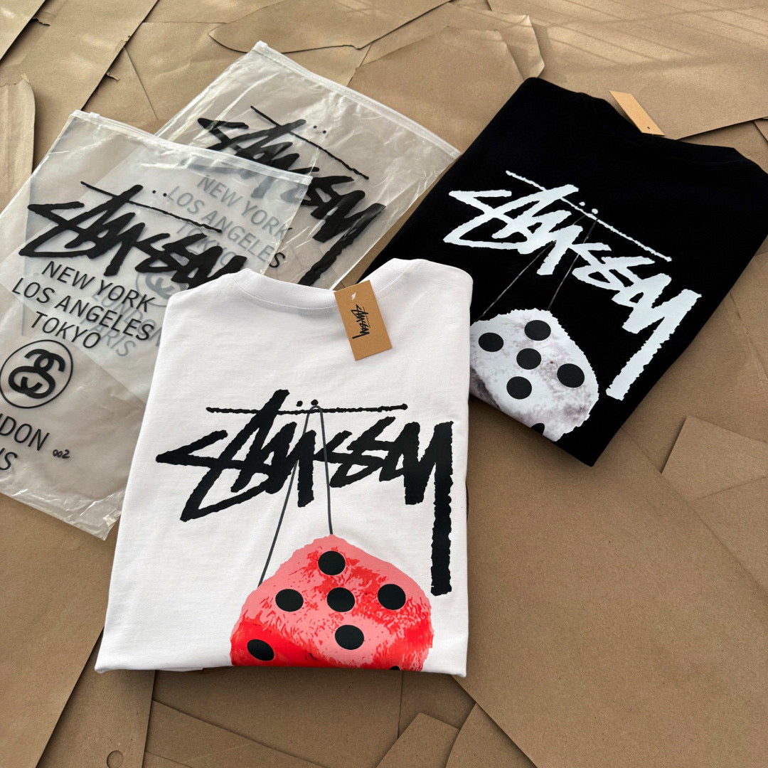 Oversized Stussy Fuzzy Dice Graphic T-Shirt