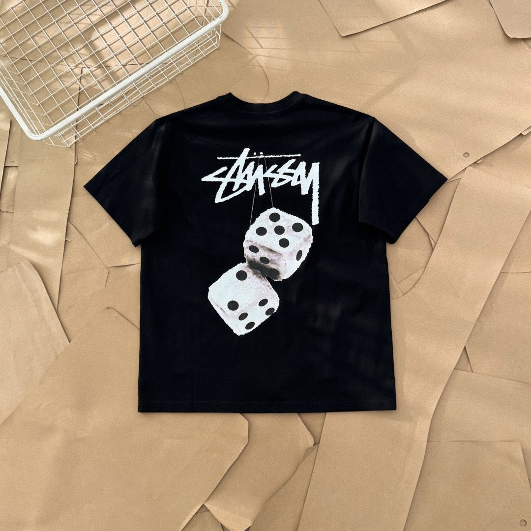 Oversized Stussy Fuzzy Dice Graphic T-Shirt