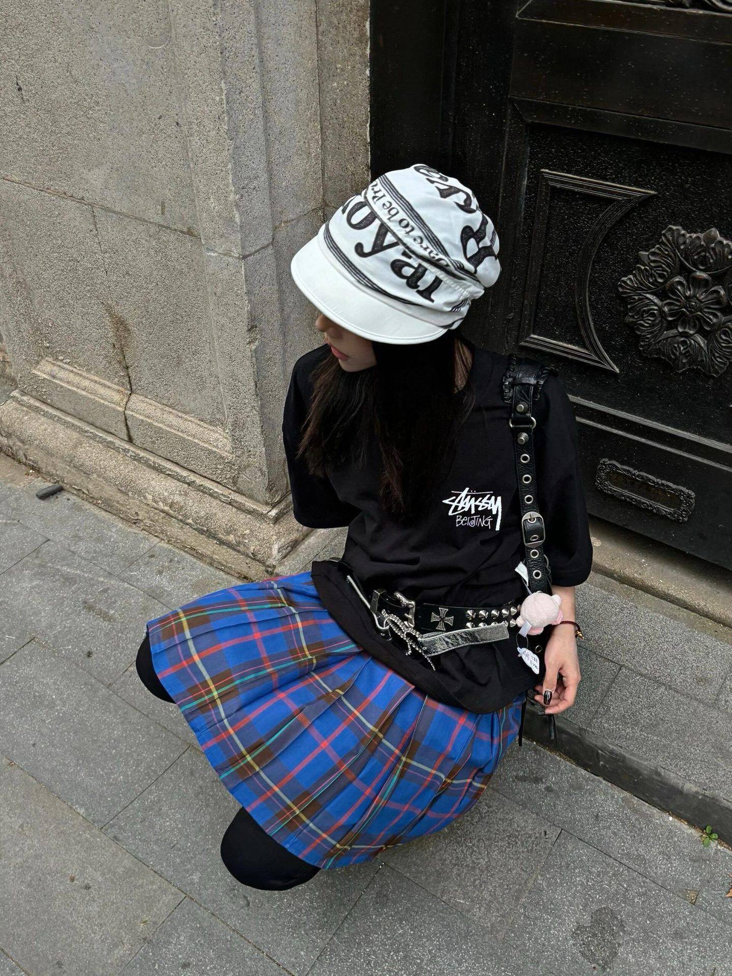 Unisex Oversized Stussy Beijing Graffiti Graphic T-Shirt