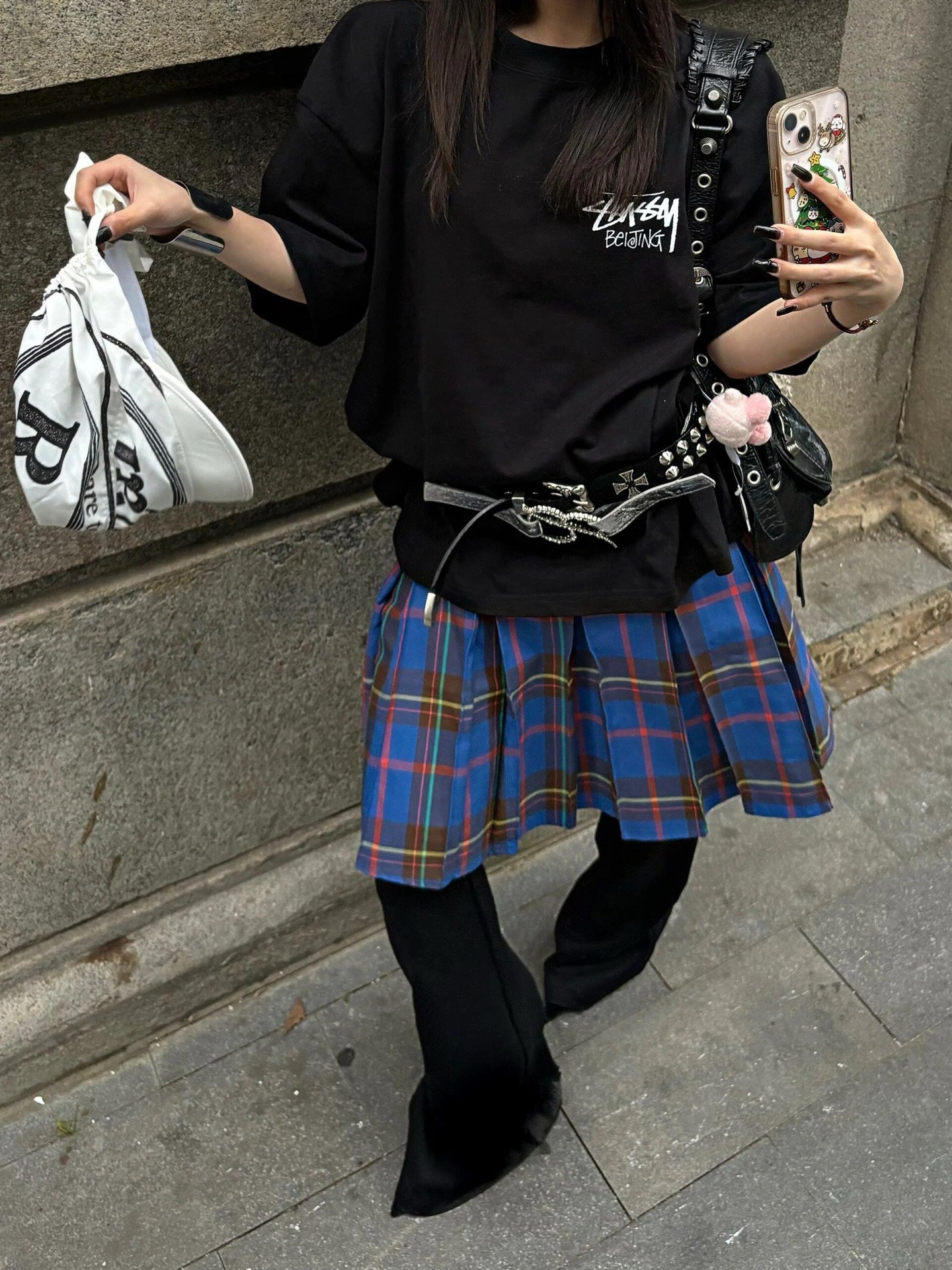 Unisex Oversized Stussy Beijing Graffiti Graphic T-Shirt