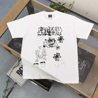 Stussy Bulldog & Sketch Art Graphic T-Shirt