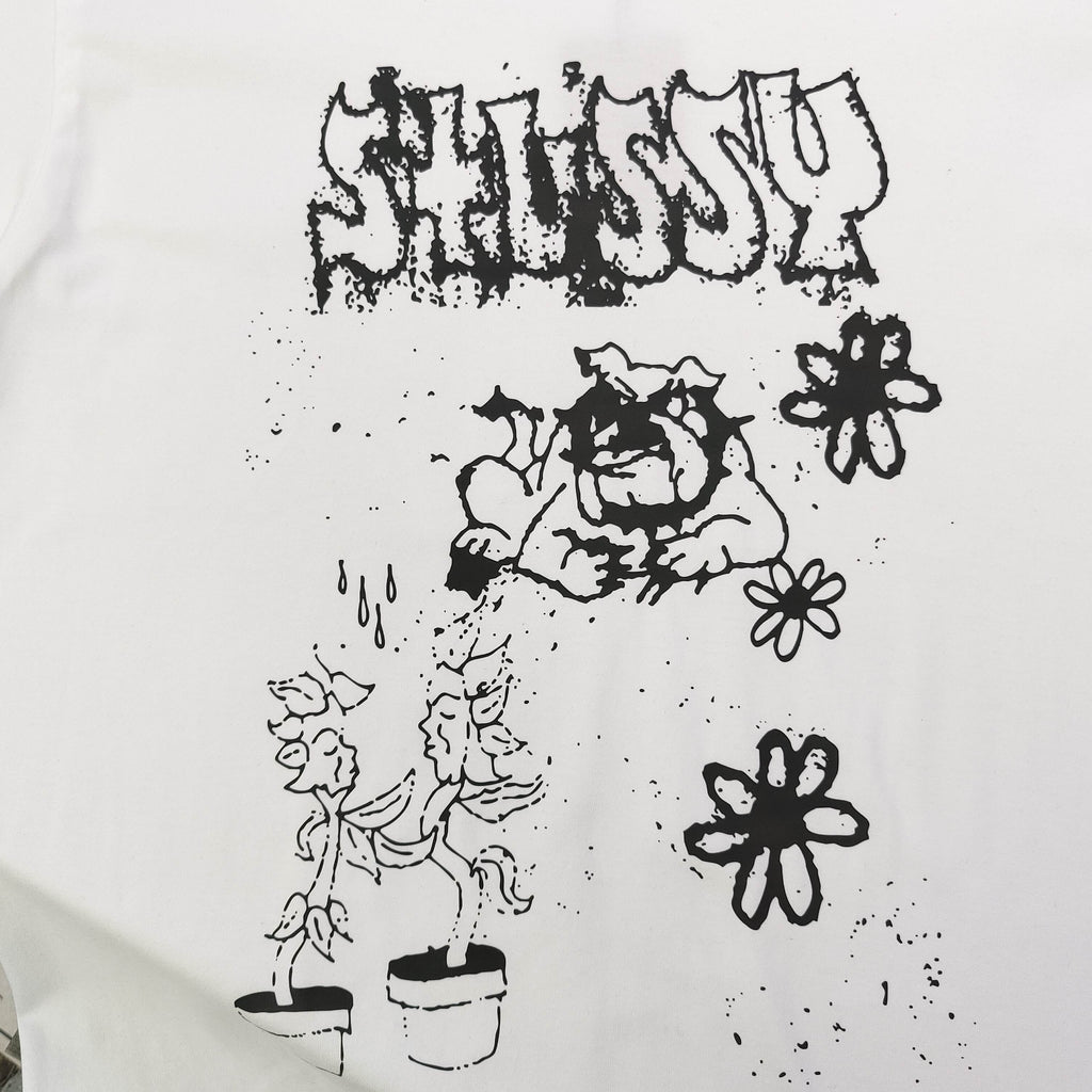 Stussy Bulldog & Sketch Art Graphic T-Shirt