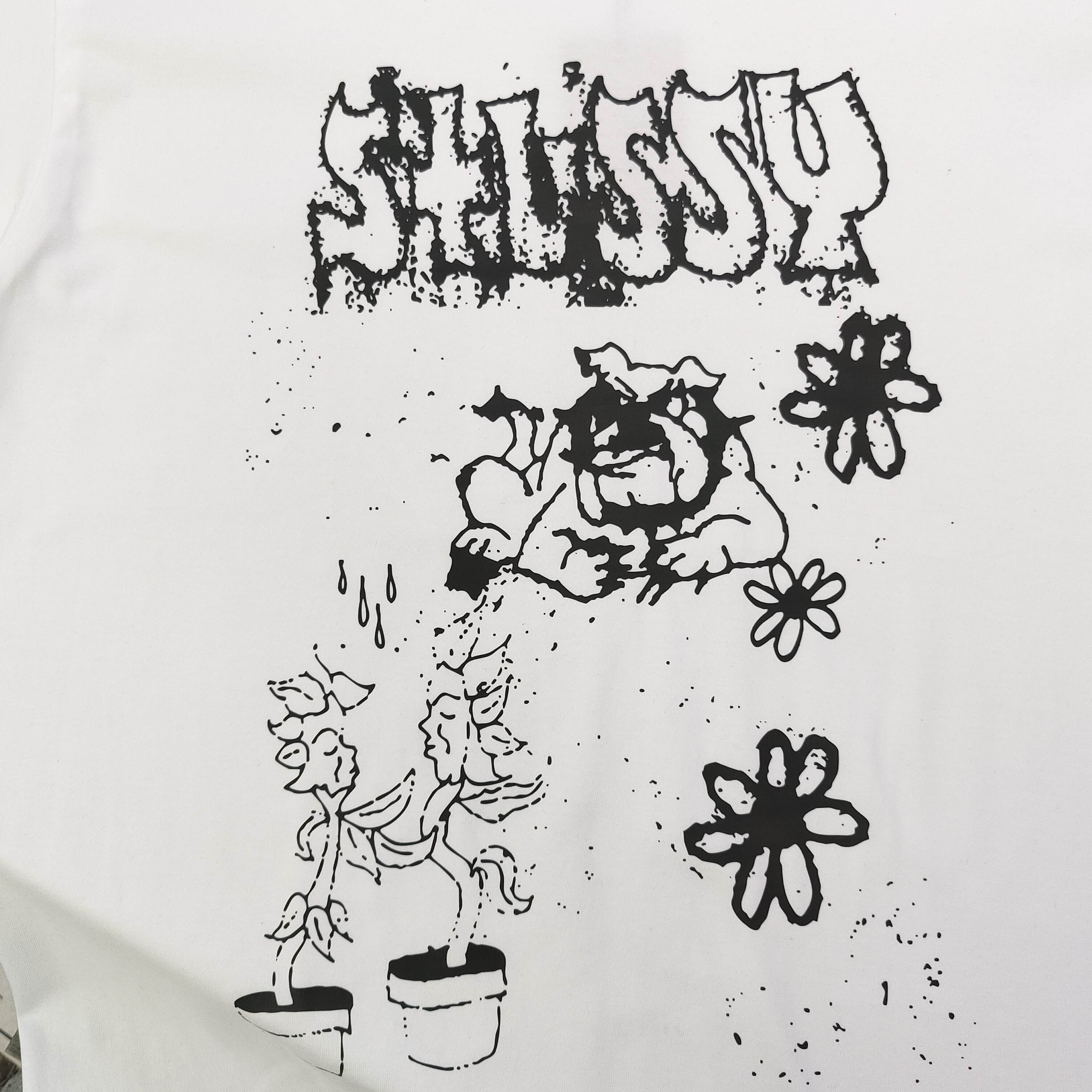Stussy Bulldog & Sketch Art Graphic T-Shirt