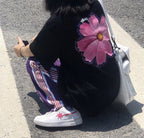 Women Oversized Stussy Daisy Flower Graphic T-Shirt