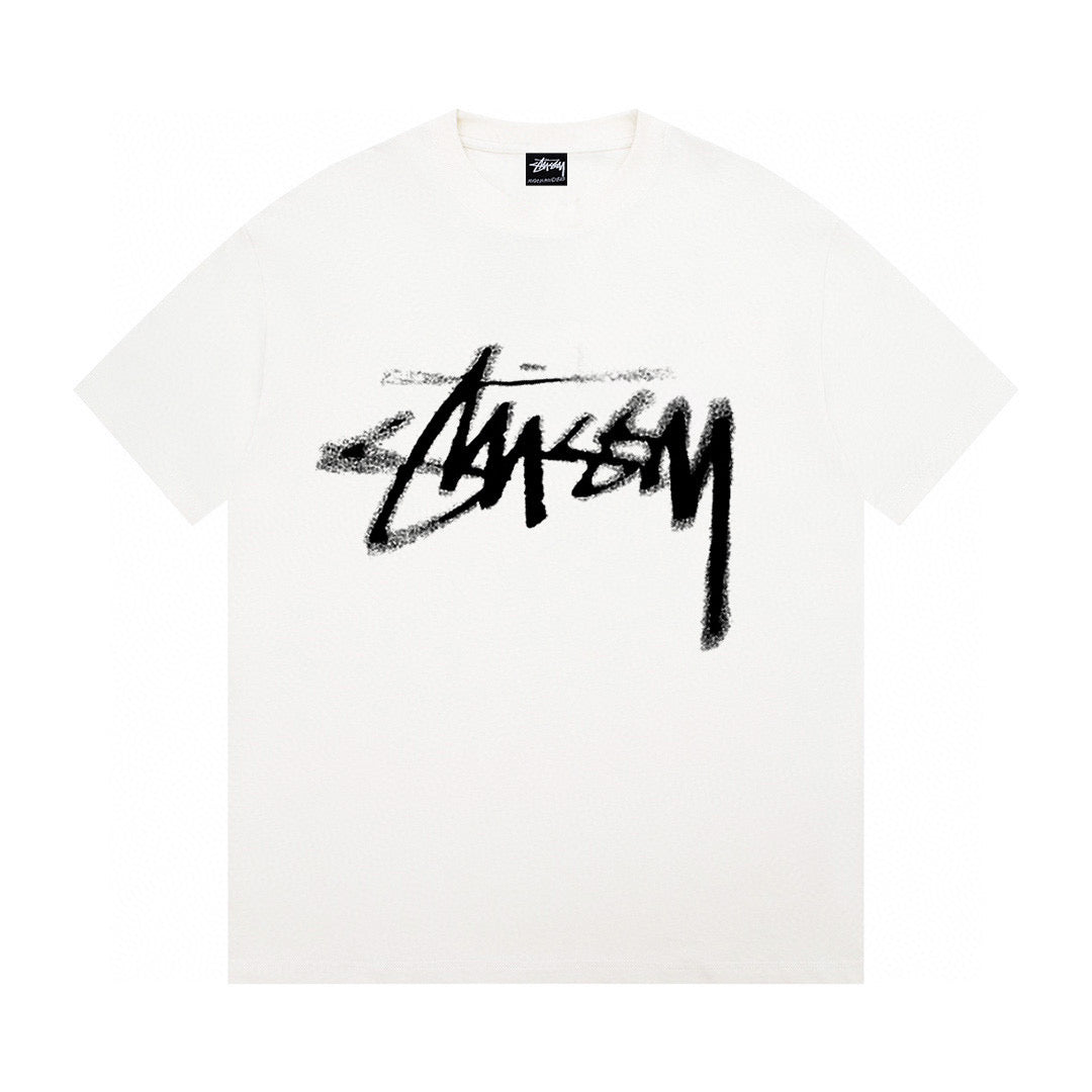 Unisex Stussy Distorted Logo Graphic T-Shirt