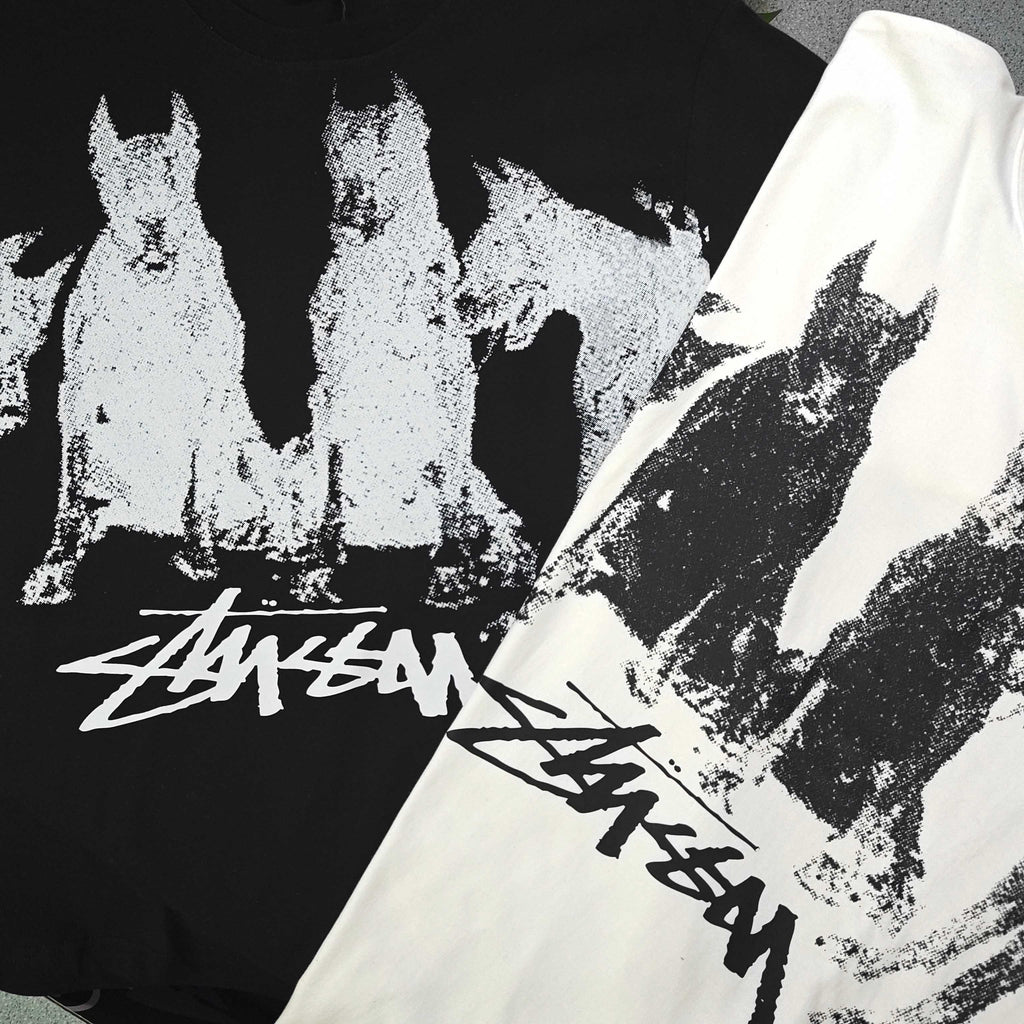 Unisex Stussy Doberman Dog Graphic T-Shirt