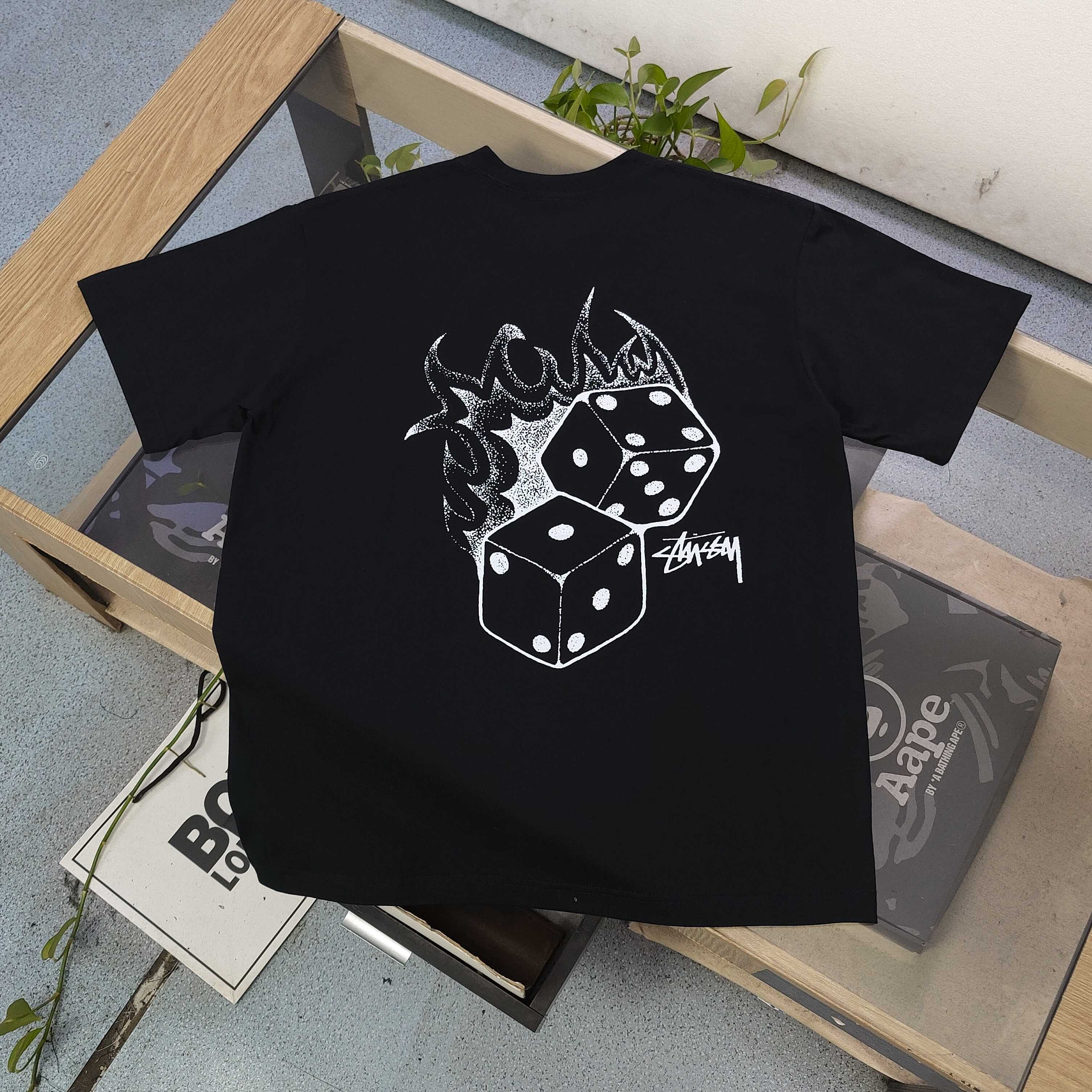 Stussy Flaming Dice Graphic Oversized T-Shirt