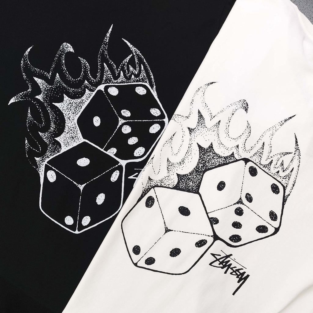Stussy Flaming Dice Graphic Oversized T-Shirt