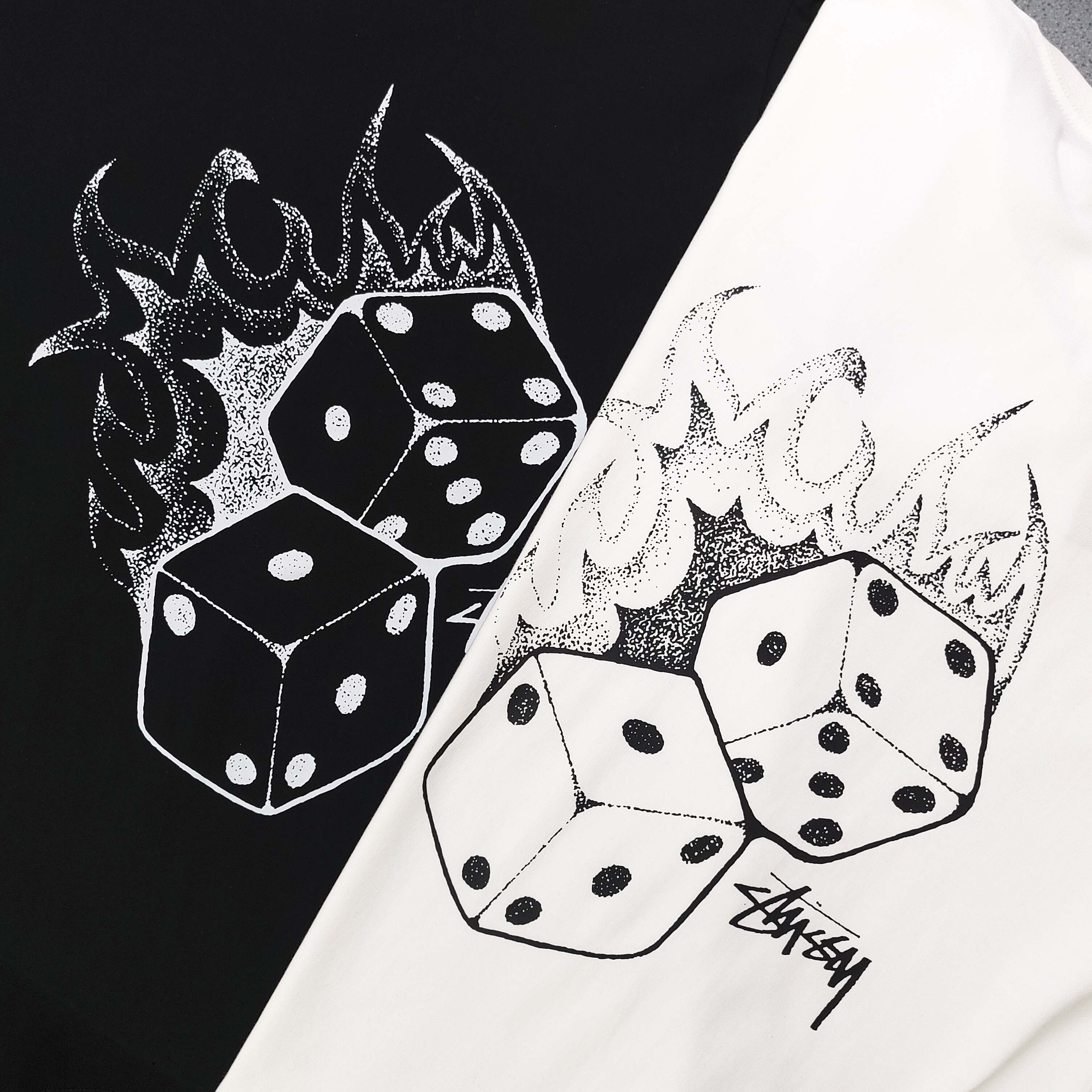 Stussy Flaming Dice Graphic Oversized T-Shirt