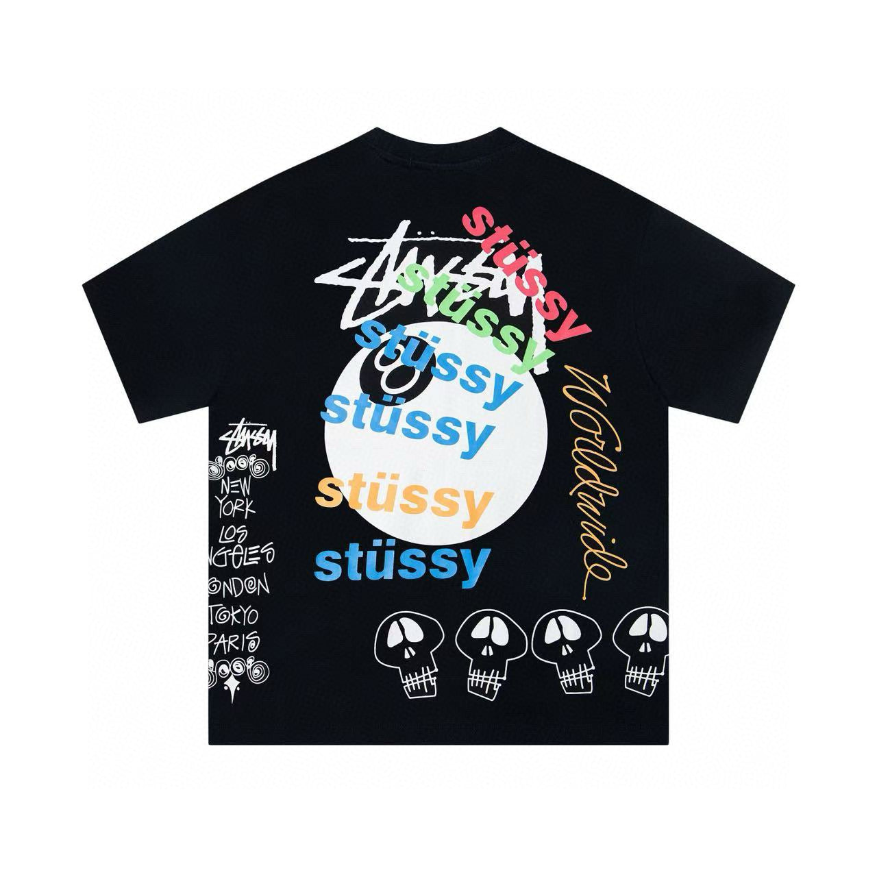Oversized Stussy Graffiti 8-Ball Graphic T-Shirt