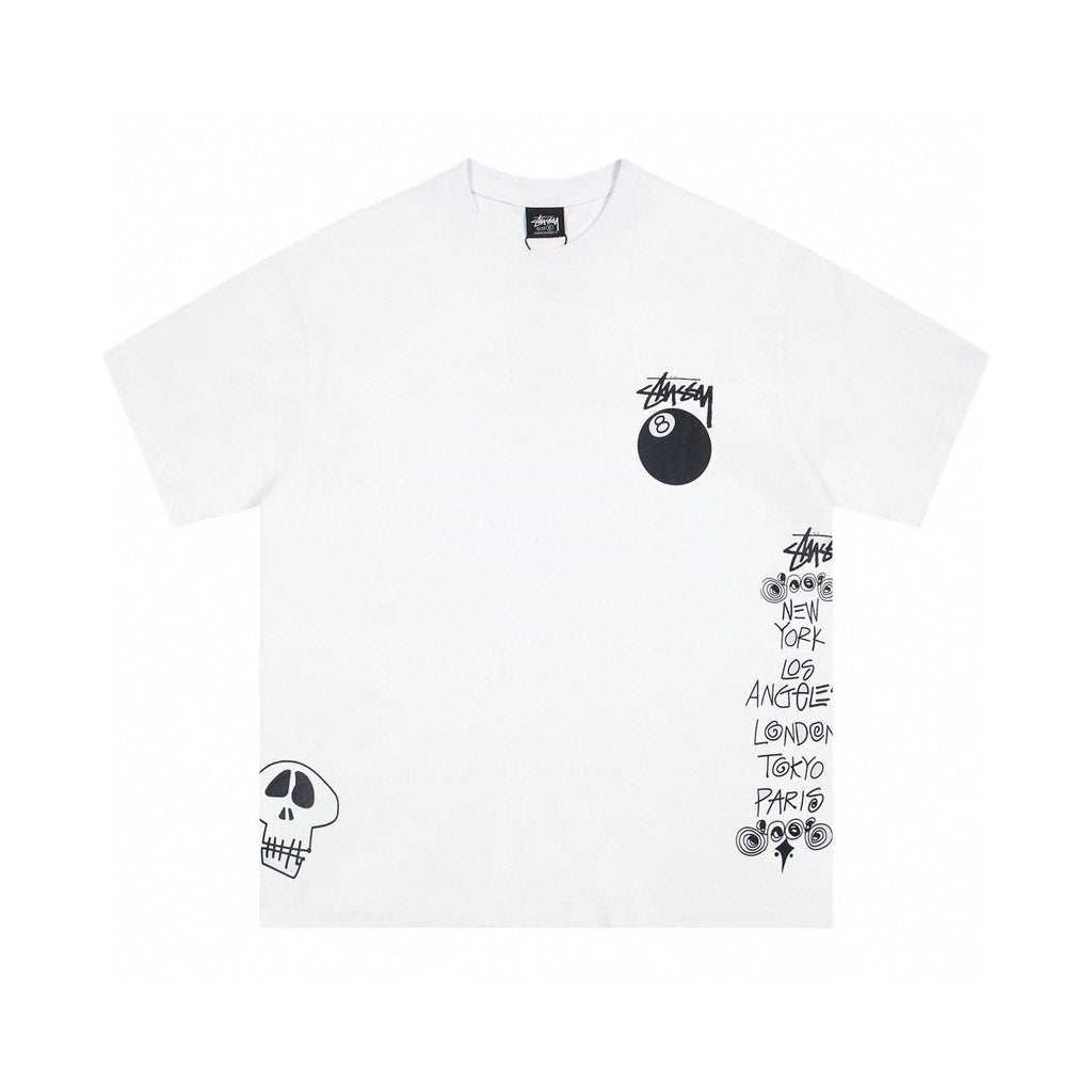 Oversized Stussy Graffiti 8-Ball Graphic T-Shirt