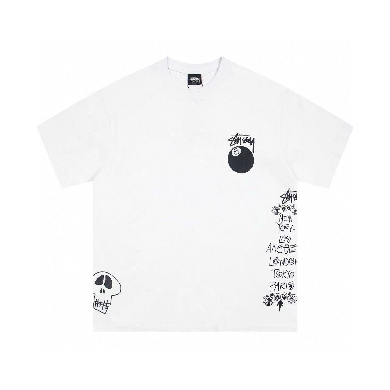 Oversized Stussy Graffiti 8-Ball Graphic T-Shirt
