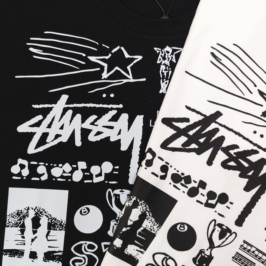 Oversized Stussy Multi-Graphic Artwork T-Shirt