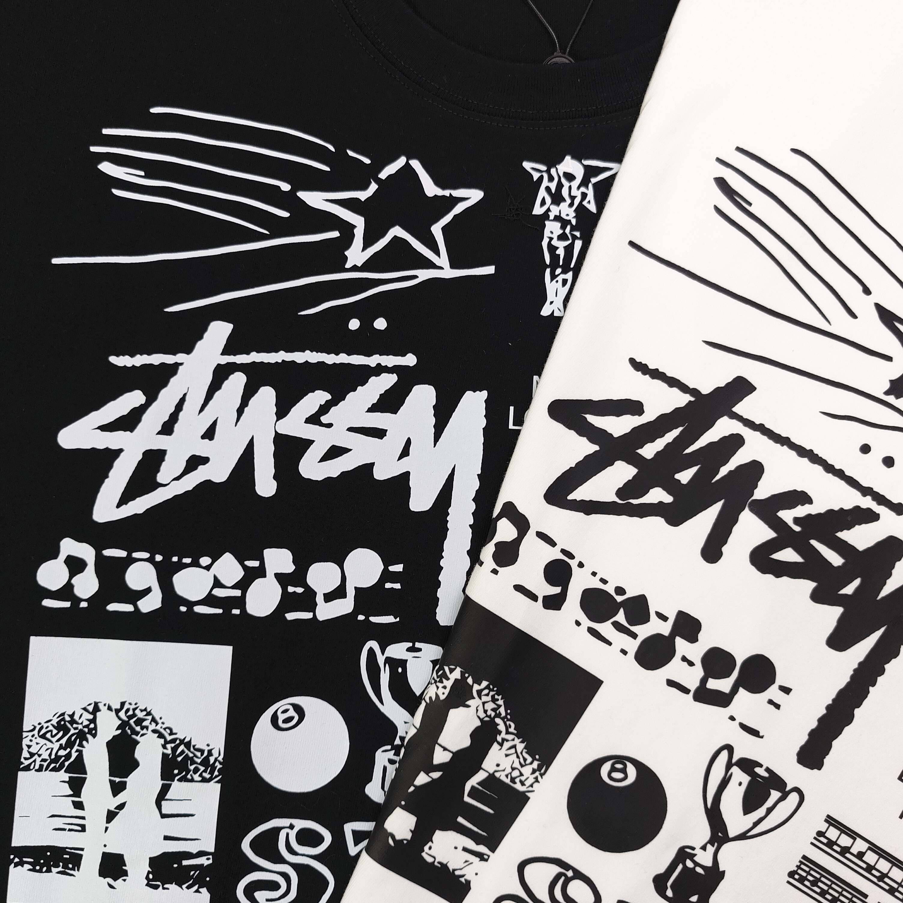 Oversized Stussy Multi-Graphic Artwork T-Shirt