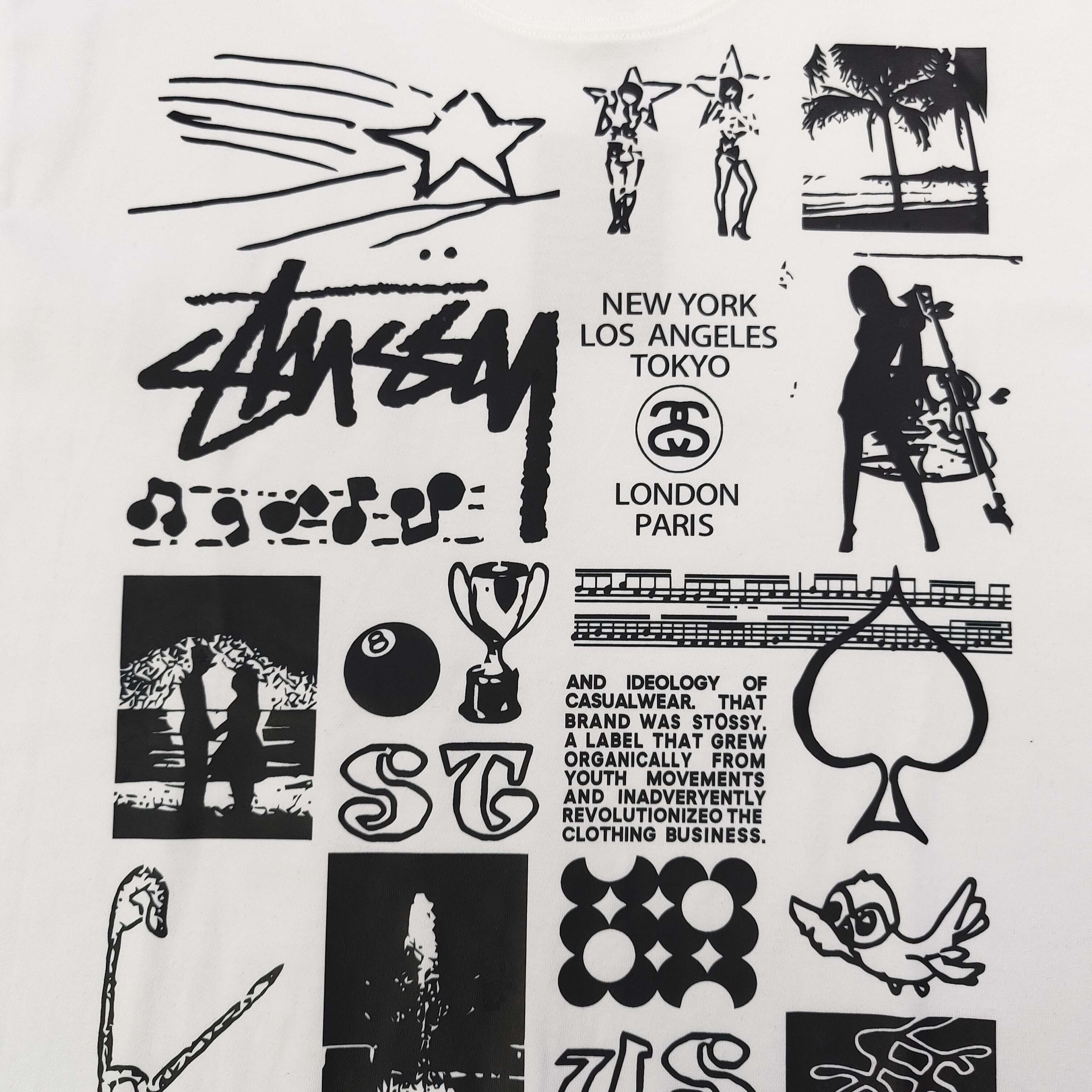 Oversized Stussy Multi-Graphic Artwork T-Shirt