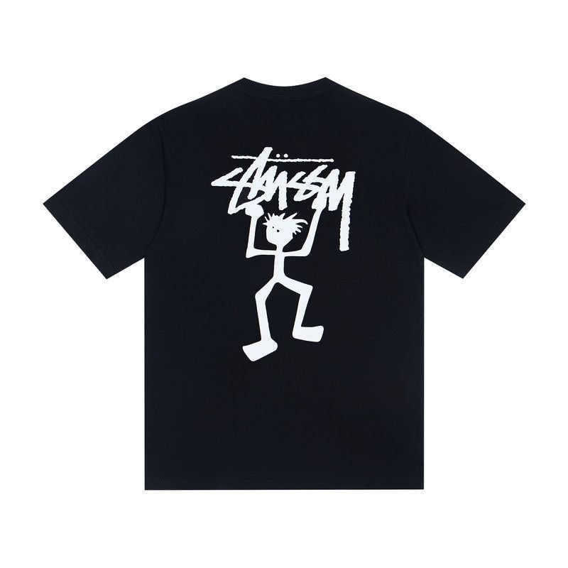 Oversized Stussy Stick Figure Graphic T-Shirt