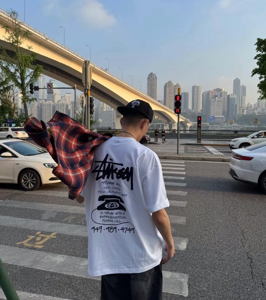 Signature Stussy Telephone Graphic Oversized T-Shirt