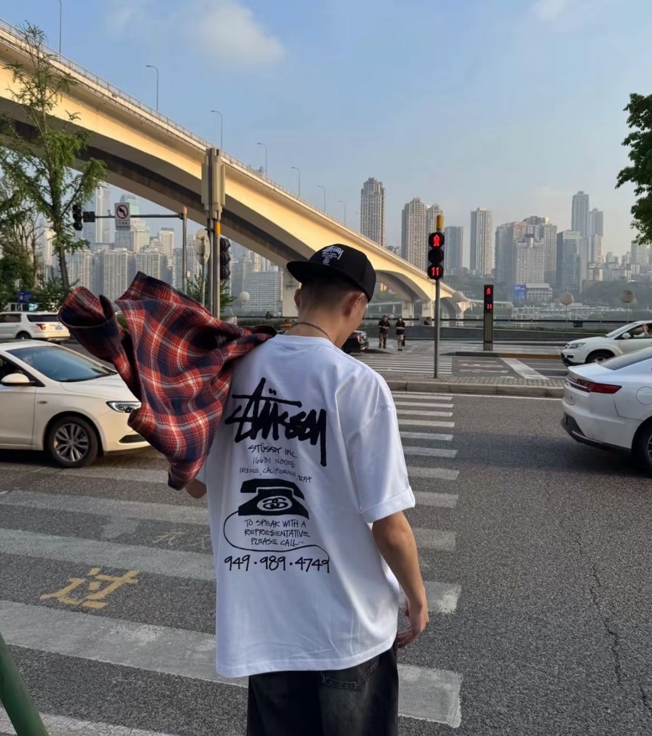 Signature Stussy Telephone Graphic Oversized T-Shirt