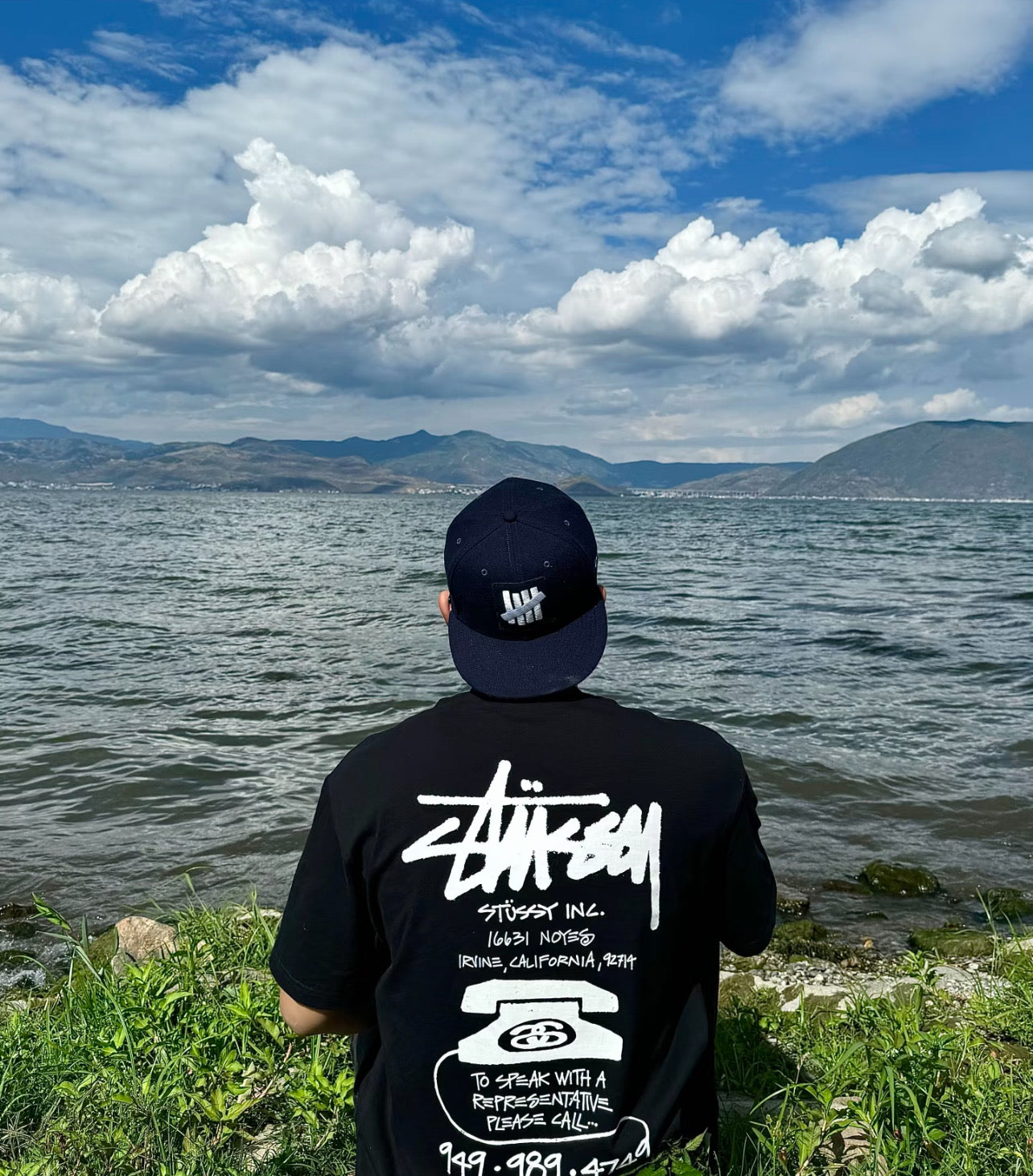 Signature Stussy Telephone Graphic Oversized T-Shirt