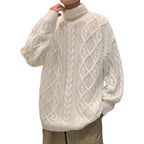 Men's green turtleneck sweater winter fashion look