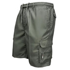 Green cargo shorts on a white background
